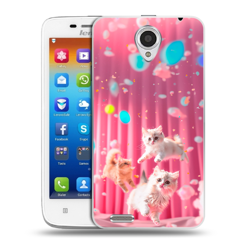 Пластиковый чехол на Lenovo S650 Ideaphone с принтом милые котики Пластиковый чехол на Lenovo S650 Ideaphone с принтом милые котики