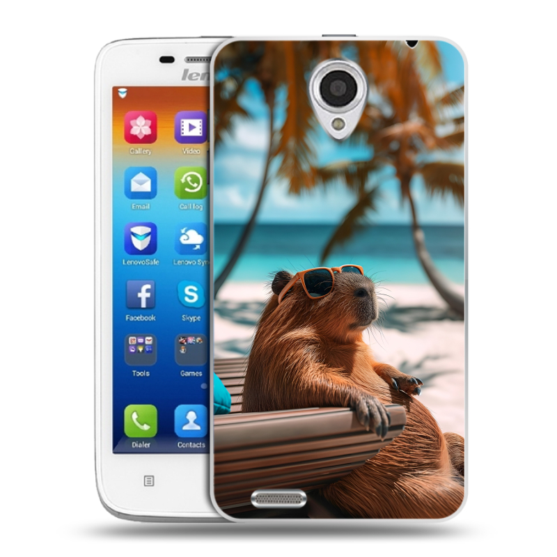 Пластиковый чехол на Lenovo S650 Ideaphone с принтом Капибара Пластиковый чехол на Lenovo S650 Ideaphone с принтом Капибара