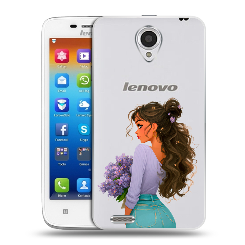 Пластиковый чехол на Lenovo S650 Ideaphone с принтом девушка цветы Пластиковый чехол на Lenovo S650 Ideaphone с принтом девушка цветы