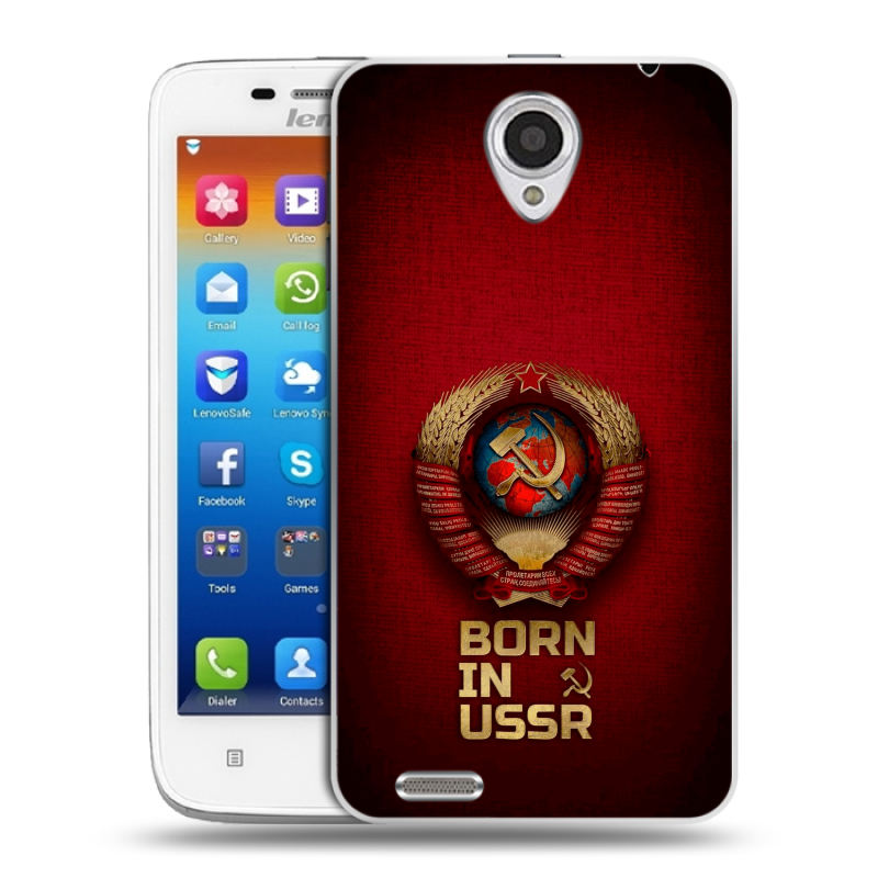 Пластиковый чехол на Lenovo S650 Ideaphone с принтом Флаг Герб СССР Пластиковый чехол на Lenovo S650 Ideaphone с принтом Флаг Герб СССР