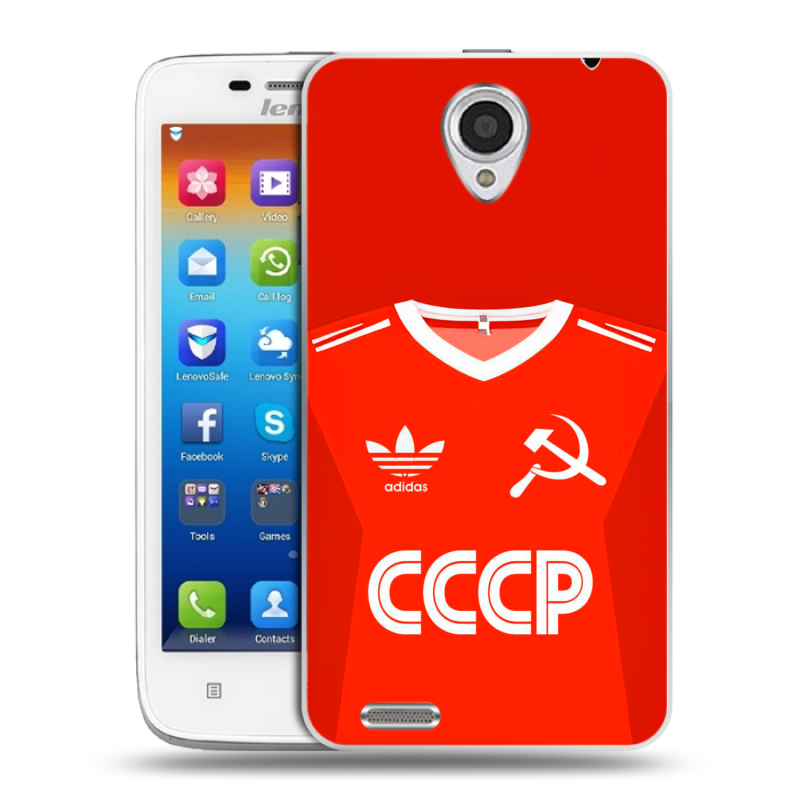 Пластиковый чехол на Lenovo S650 Ideaphone с принтом Флаг Герб СССР Пластиковый чехол на Lenovo S650 Ideaphone с принтом Флаг Герб СССР