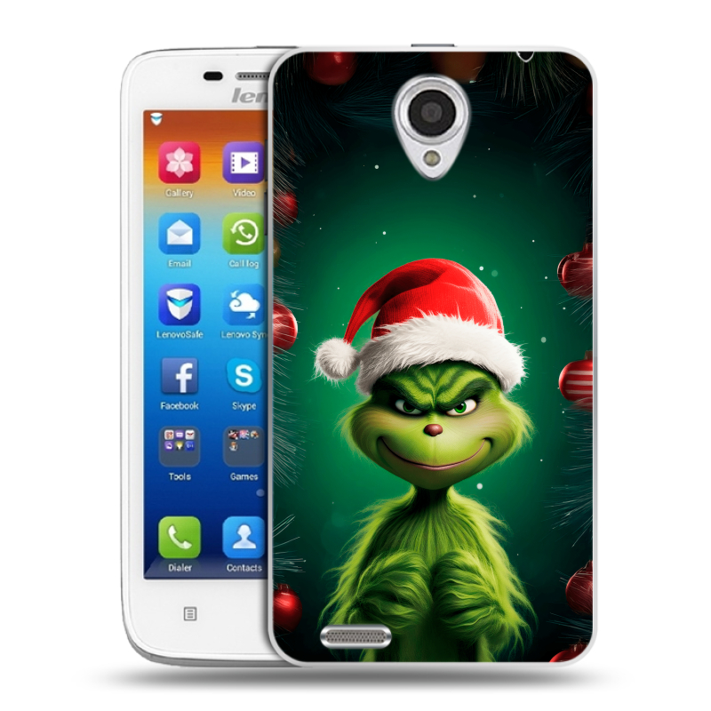 Пластиковый чехол на Lenovo S650 Ideaphone с принтом Гринч Новый год Рождество Пластиковый чехол на Lenovo S650 Ideaphone с принтом Гринч Новый год Рождество