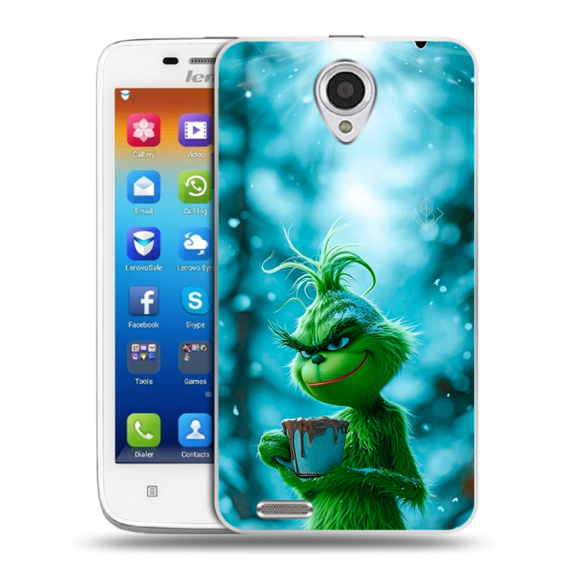 Пластиковый чехол на Lenovo S650 Ideaphone с принтом Новый год гринч Пластиковый чехол на Lenovo S650 Ideaphone с принтом Новый год гринч