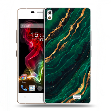 Пластиковый чехол на Fly IQ4516 Tornado Slim Octa с принтом Мрамор зеленое золото Пластиковый чехол на Fly IQ4516 Tornado Slim Octa с принтом Мрамор зеленое золото