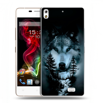 Пластиковый чехол на Fly IQ4516 Tornado Slim Octa с принтом Лесной волк Пластиковый чехол на Fly IQ4516 Tornado Slim Octa с принтом Лесной волк