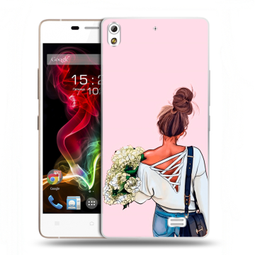 Пластиковый чехол на Fly IQ4516 Tornado Slim Octa с принтом Девушка и букет Пластиковый чехол на Fly IQ4516 Tornado Slim Octa с принтом Девушка и букет