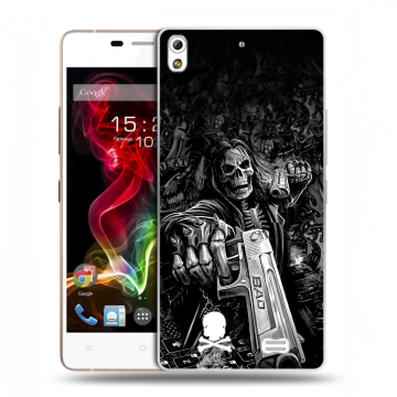 Пластиковый чехол на Fly IQ4516 Tornado Slim Octa с принтом Скелет