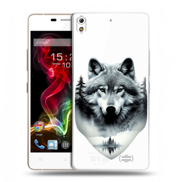 Пластиковый чехол на Fly IQ4516 Tornado Slim Octa с принтом Волк в лесу