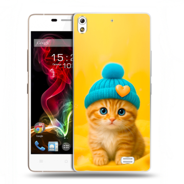 Пластиковый чехол на Fly IQ4516 Tornado Slim Octa с принтом Котенок в шапке