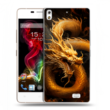 Пластиковый чехол на Fly IQ4516 Tornado Slim Octa с принтом Золотой дракон Пластиковый чехол на Fly IQ4516 Tornado Slim Octa с принтом Золотой дракон