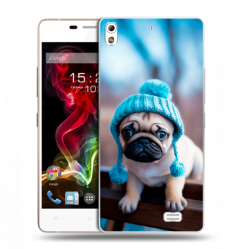 Пластиковый чехол на Fly IQ4516 Tornado Slim Octa с принтом Мопс в шапке