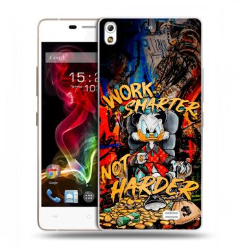 Пластиковый чехол на Fly IQ4516 Tornado Slim Octa с принтом Дональд Дак Деньги