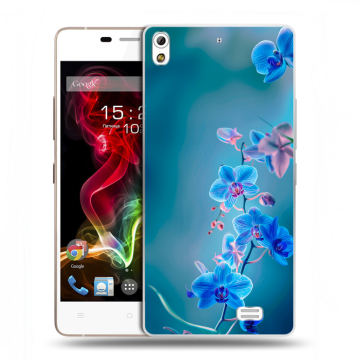 Пластиковый чехол на Fly IQ4516 Tornado Slim Octa с принтом Голубые цветы