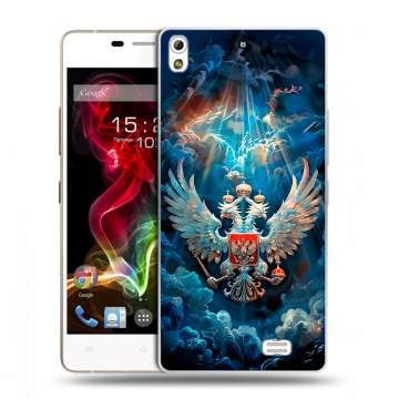 Пластиковый чехол на Fly IQ4516 Tornado Slim Octa с принтом Герб флаг России