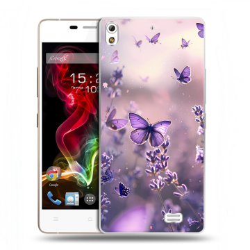 Пластиковый чехол на Fly IQ4516 Tornado Slim Octa с принтом бабочки и лаванда