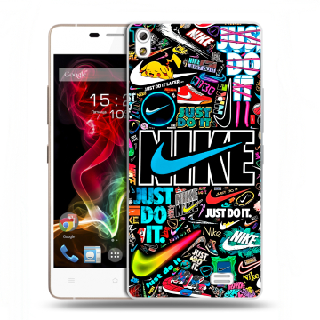 Пластиковый чехол на Fly IQ4516 Tornado Slim Octa с принтом найк nike черный Пластиковый чехол на Fly IQ4516 Tornado Slim Octa с принтом найк nike черный