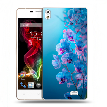 Пластиковый чехол на Fly IQ4516 Tornado Slim Octa с принтом голубые орхидеи
