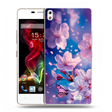 Пластиковый чехол на Fly IQ4516 Tornado Slim Octa с принтом цветы бабочки