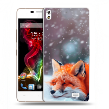 Пластиковый чехол на Fly IQ4516 Tornado Slim Octa с принтом лиса