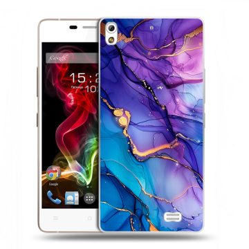 Пластиковый чехол на Fly IQ4516 Tornado Slim Octa с принтом синий мрамор