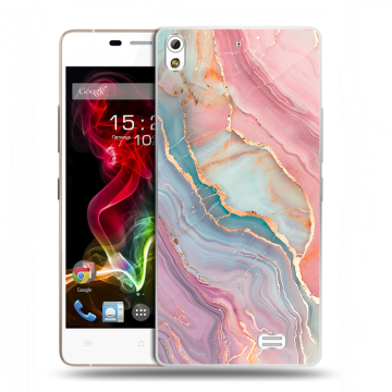 Пластиковый чехол на Fly IQ4516 Tornado Slim Octa с принтом розовый мрамор