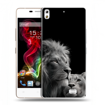 Пластиковый чехол на Fly IQ4516 Tornado Slim Octa с принтом Лев кошки