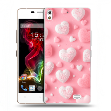 Пластиковый чехол на Fly IQ4516 Tornado Slim Octa с принтом Сердечки