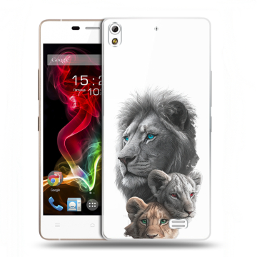 Пластиковый чехол на Fly IQ4516 Tornado Slim Octa с принтом Львы