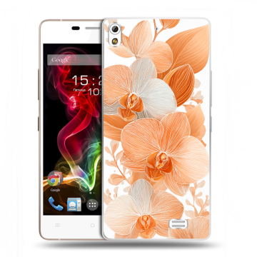 Пластиковый чехол на Fly IQ4516 Tornado Slim Octa с принтом Бежевые цветы