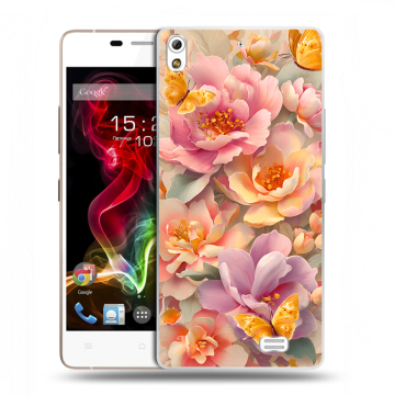 Пластиковый чехол на Fly IQ4516 Tornado Slim Octa с принтом Цветы и бабочки