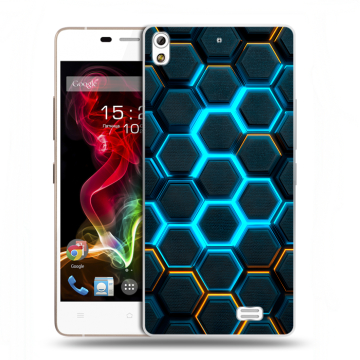 Пластиковый чехол на Fly IQ4516 Tornado Slim Octa с принтом Неоновые соты