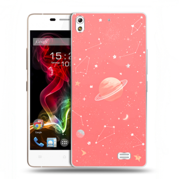 Пластиковый чехол на Fly IQ4516 Tornado Slim Octa с принтом Розовый космос