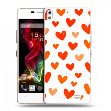 Пластиковый чехол на Fly IQ4516 Tornado Slim Octa с принтом Сердечки