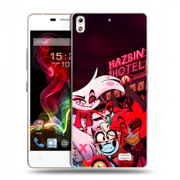 Пластиковый чехол на Fly IQ4516 Tornado Slim Octa с принтом Hazbin Hotel Отель Хазбин