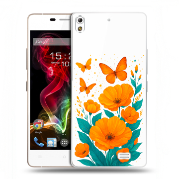 Пластиковый чехол на Fly IQ4516 Tornado Slim Octa с принтом цветы бабочки