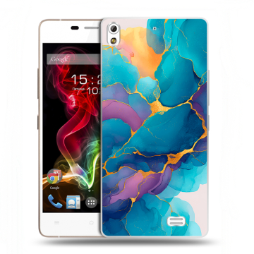 Пластиковый чехол на Fly IQ4516 Tornado Slim Octa с принтом Мрамор блестки