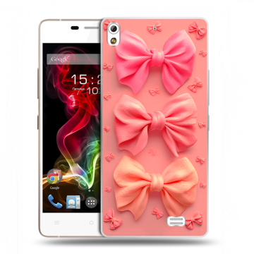 Пластиковый чехол на Fly IQ4516 Tornado Slim Octa с принтом Розовые бантики