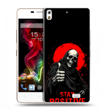 Пластиковый чехол на Fly IQ4516 Tornado Slim Octa с принтом смешной скелет