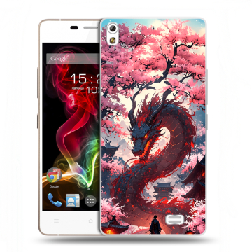 Пластиковый чехол на Fly IQ4516 Tornado Slim Octa с принтом Дракон Японский