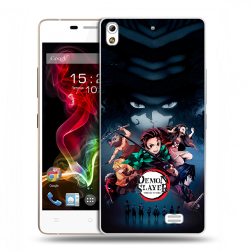 Пластиковый чехол на Fly IQ4516 Tornado Slim Octa с принтом Demon Slayer Клинок рассекающий демонов