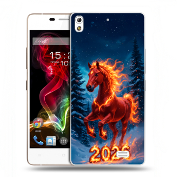 Пластиковый чехол на Fly IQ4516 Tornado Slim Octa с принтом Новый год коня