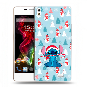 Пластиковый чехол на Fly IQ4516 Tornado Slim Octa с принтом Стич Новый год