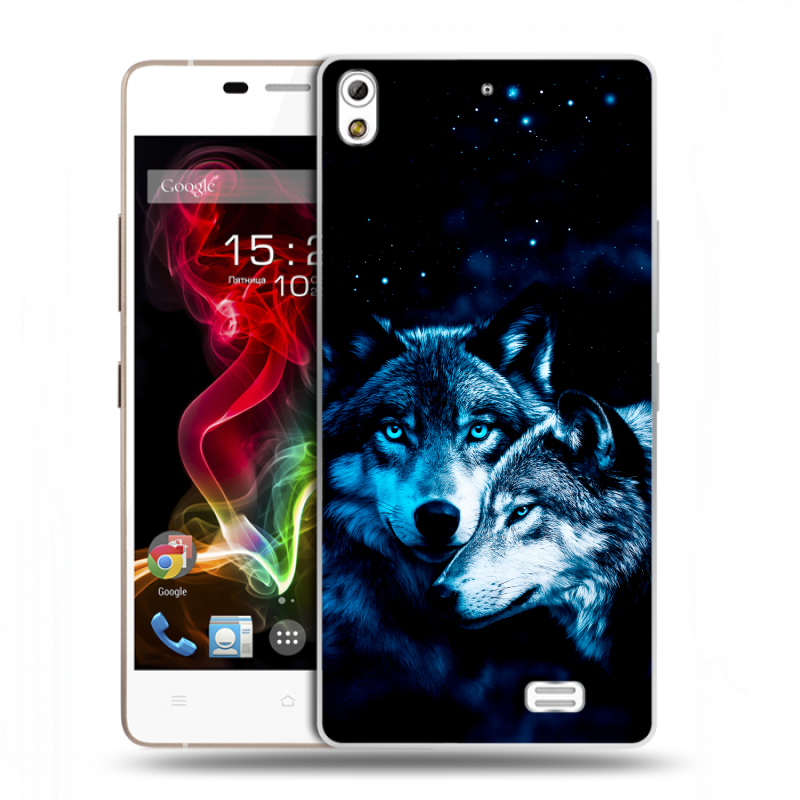 Пластиковый чехол на Fly IQ4516 Tornado Slim Octa с принтом Волки Пластиковый чехол на Fly IQ4516 Tornado Slim Octa с принтом Волки