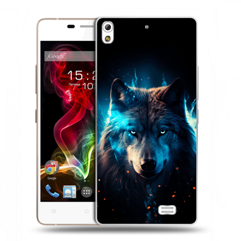 Пластиковый чехол на Fly IQ4516 Tornado Slim Octa с принтом Волк ночной Пластиковый чехол на Fly IQ4516 Tornado Slim Octa с принтом Волк ночной