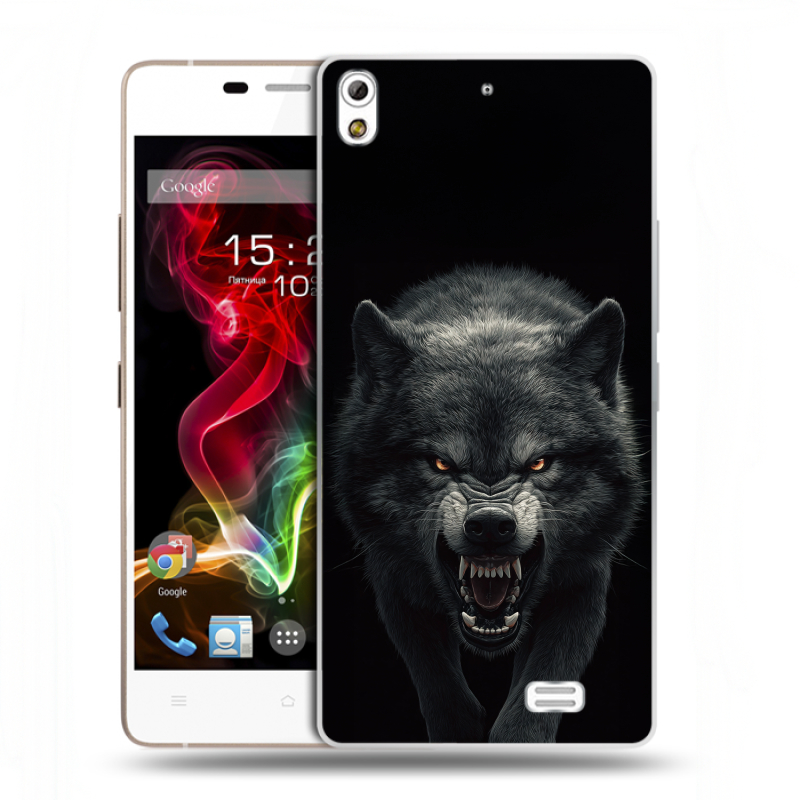 Пластиковый чехол на Fly IQ4516 Tornado Slim Octa с принтом Волк Пластиковый чехол на Fly IQ4516 Tornado Slim Octa с принтом Волк