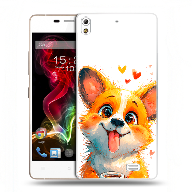 Пластиковый чехол на Fly IQ4516 Tornado Slim Octa с принтом корги Пластиковый чехол на Fly IQ4516 Tornado Slim Octa с принтом корги