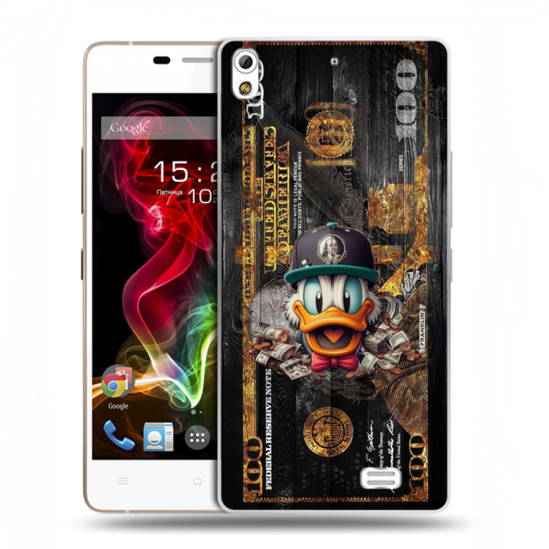 Пластиковый чехол на Fly IQ4516 Tornado Slim Octa с принтом Дональд Дак Доллар Пластиковый чехол на Fly IQ4516 Tornado Slim Octa с принтом Дональд Дак Доллар