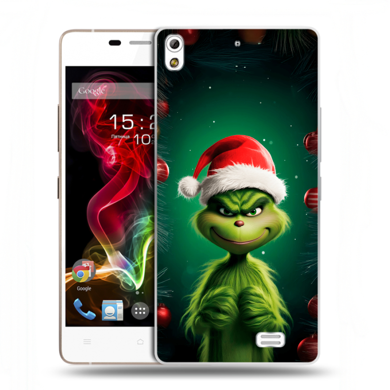 Пластиковый чехол на Fly IQ4516 Tornado Slim Octa с принтом Гринч Новый год Рождество Пластиковый чехол на Fly IQ4516 Tornado Slim Octa с принтом Гринч Новый год Рождество