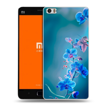 Силиконовый чехол на Xiaomi MI5 с принтом Голубые цветы Силиконовый чехол на Xiaomi MI5 с принтом Голубые цветы