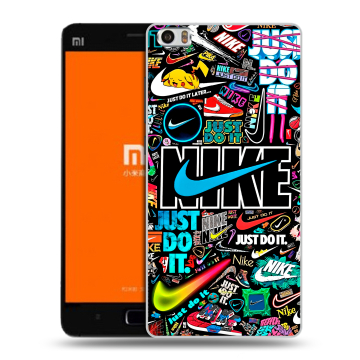 Силиконовый чехол на Xiaomi MI5 с принтом найк nike черный